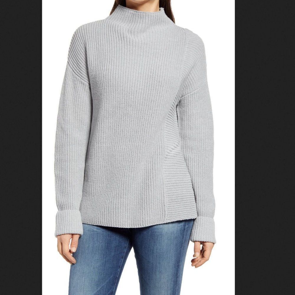 Caslon Grey Mock Neck Sweater